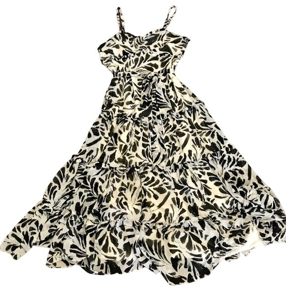 Alexis For Target Women's Black White Botanical Tiered Ruffle Maxi Dress. Size M - Picture 3 of 15